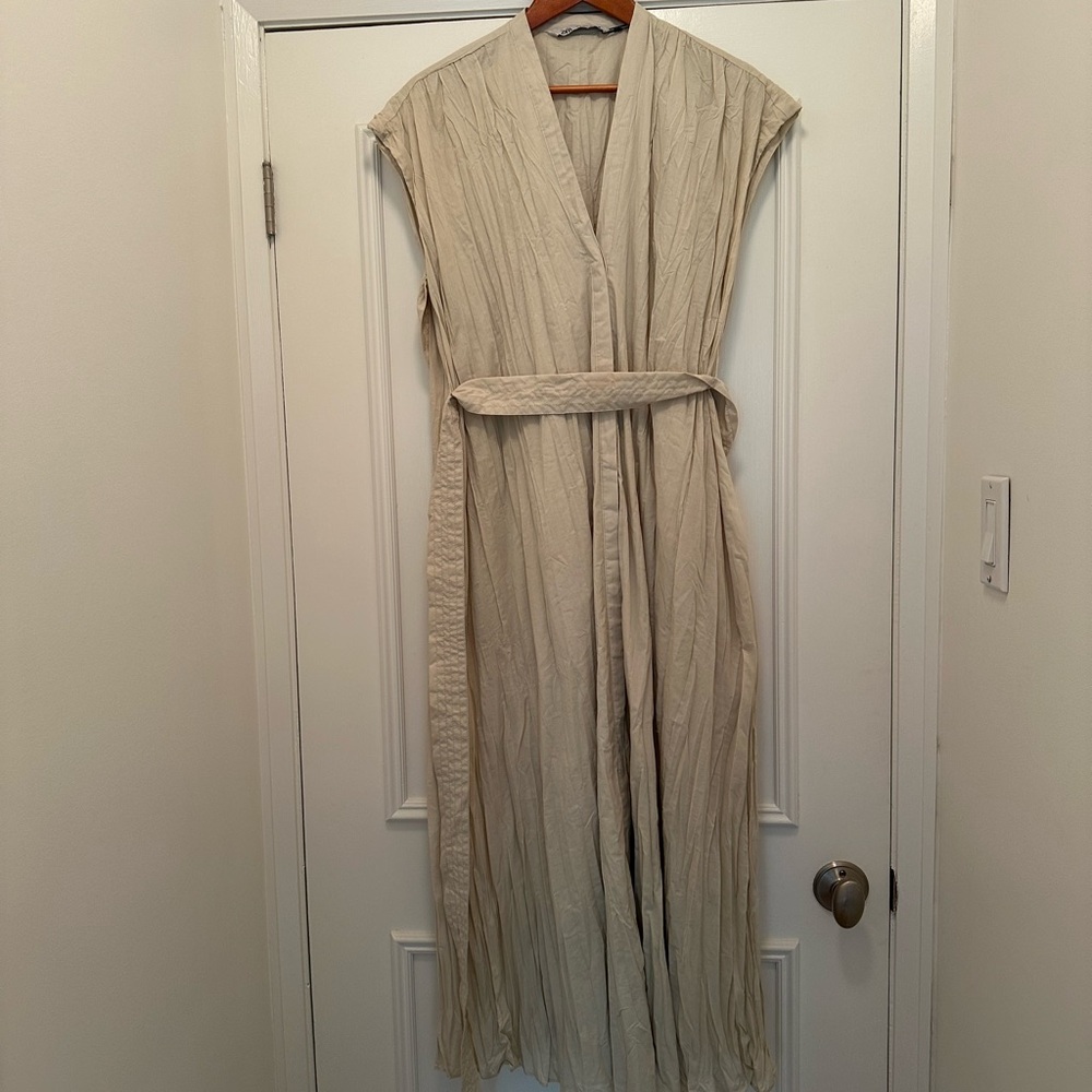 Zara beige wrap dress new with tags